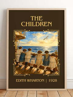 The Children Classic Book Art Print by Edith Wharton – framed print leaning on a wooden floor