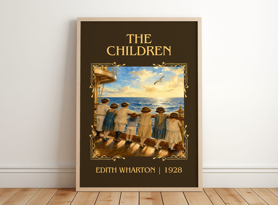 The Children Classic Book Art Print by Edith Wharton – framed print leaning on a wooden floor