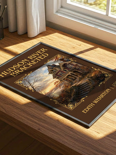 Hudson River Bracketed Classic Book Art Print by Edith Wharton – print on a sunlit desk
