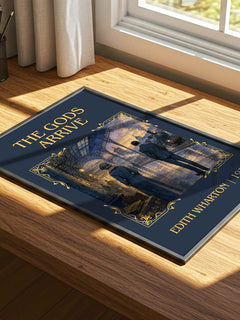 The Gods Arrive Classic Book Art Print by Edith Wharton – print on a sunlit desk