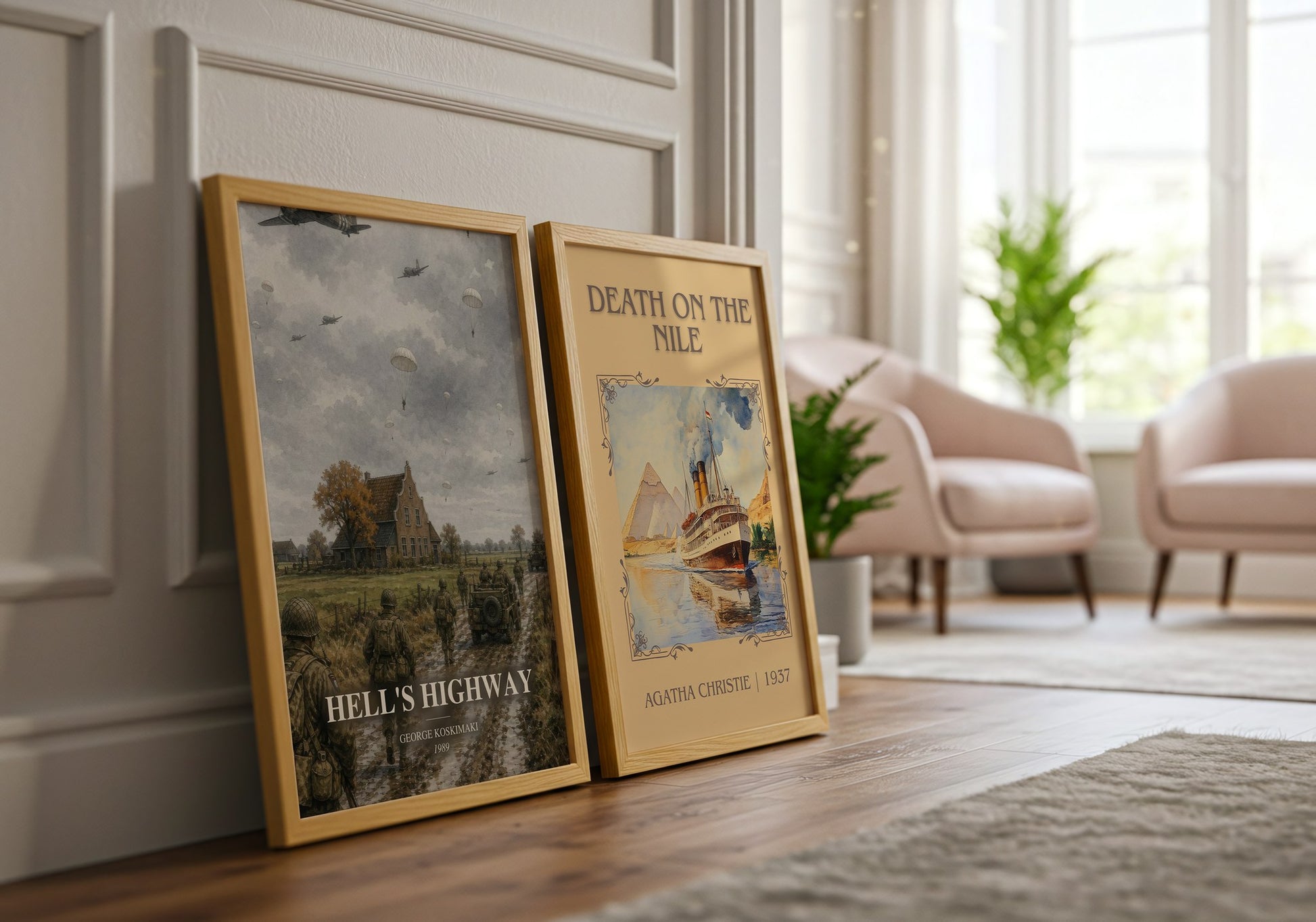 Hell'S Highway watercolour print framed by window – literary home decor