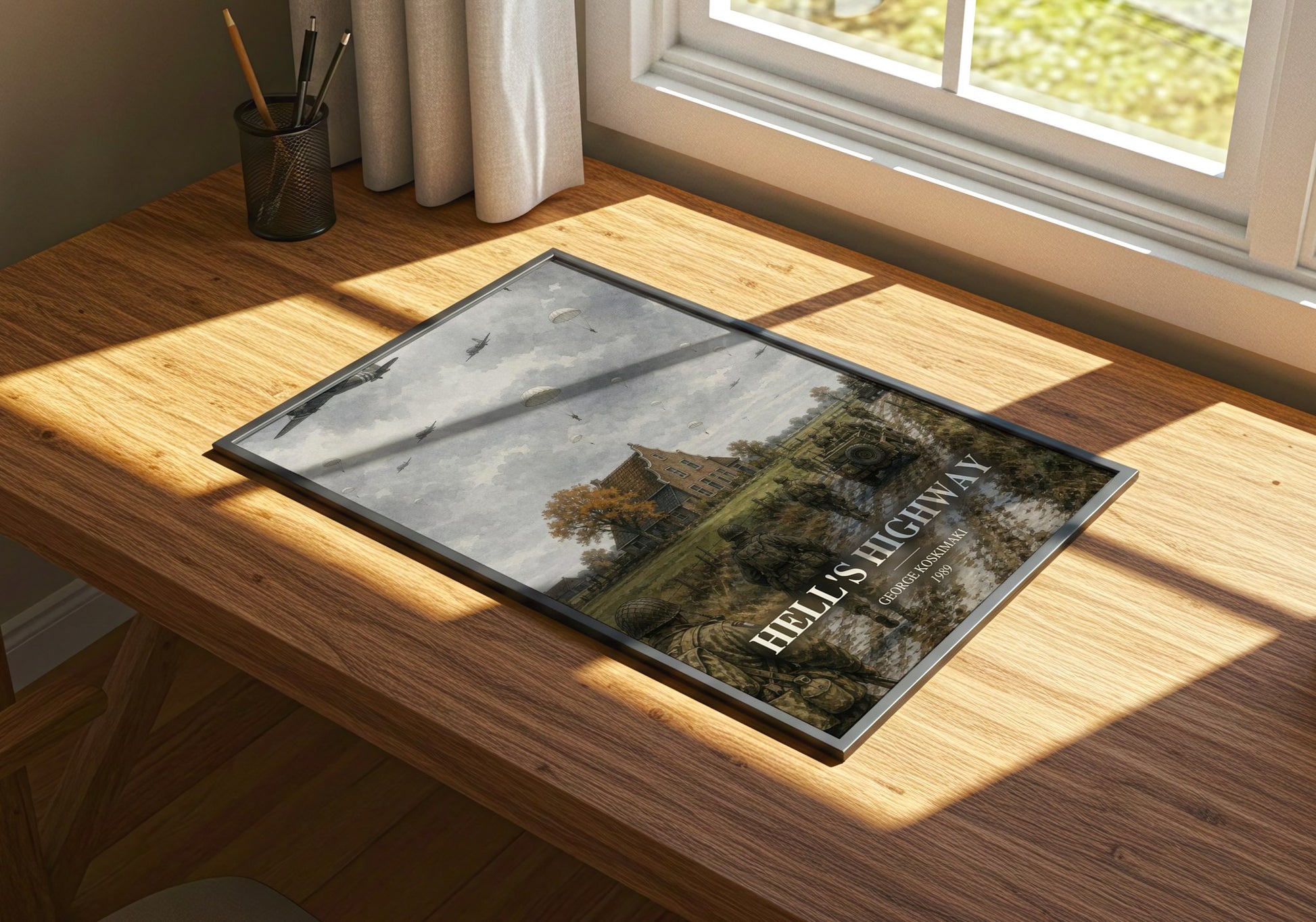 Hell'S Highway watercolour book poster framed on wall – non fiction wall art