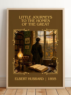 Little Journeys To The Homes Of The Great Classic Book Art Print – framed print leaning on a wooden floor