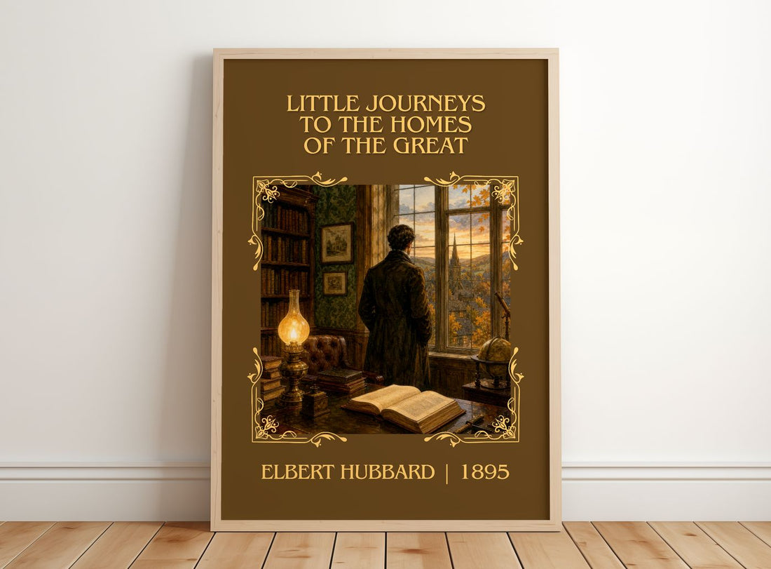 Little Journeys To The Homes Of The Great Classic Book Art Print – framed print leaning on a wooden floor