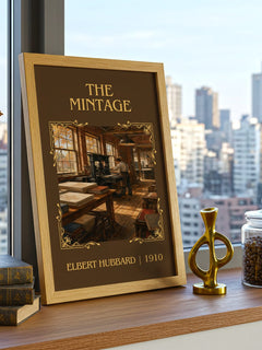 The Mintage Classic Book Art Print by Elbert Hubbard – framed print on a city-view windowsill