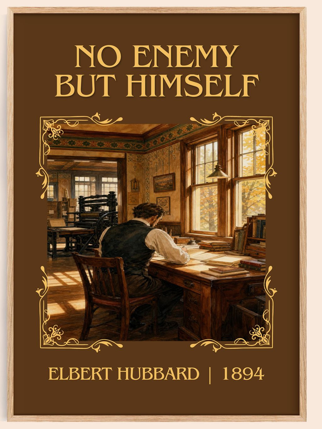 No Enemy But Himself Classic Book Art Print by Elbert Hubbard – book poster