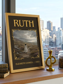 Ruth Classic Book Art Print by Elizabeth Gaskell – framed print on a city-view windowsill