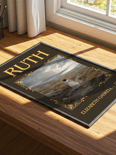 Ruth Classic Book Art Print by Elizabeth Gaskell – print on a sunlit desk