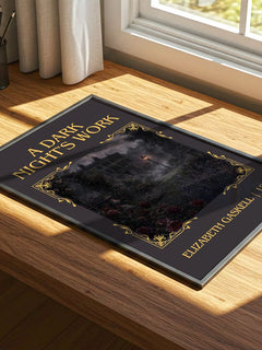 A Dark Night'S Work Classic Book Art Print by Elizabeth Gaskell – print on a sunlit desk