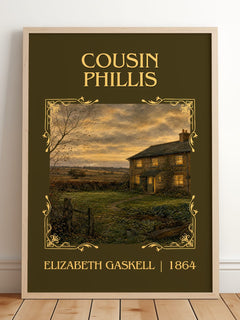 Cousin Phillis Classic Book Art Print by Elizabeth Gaskell – framed print leaning on a wooden floor