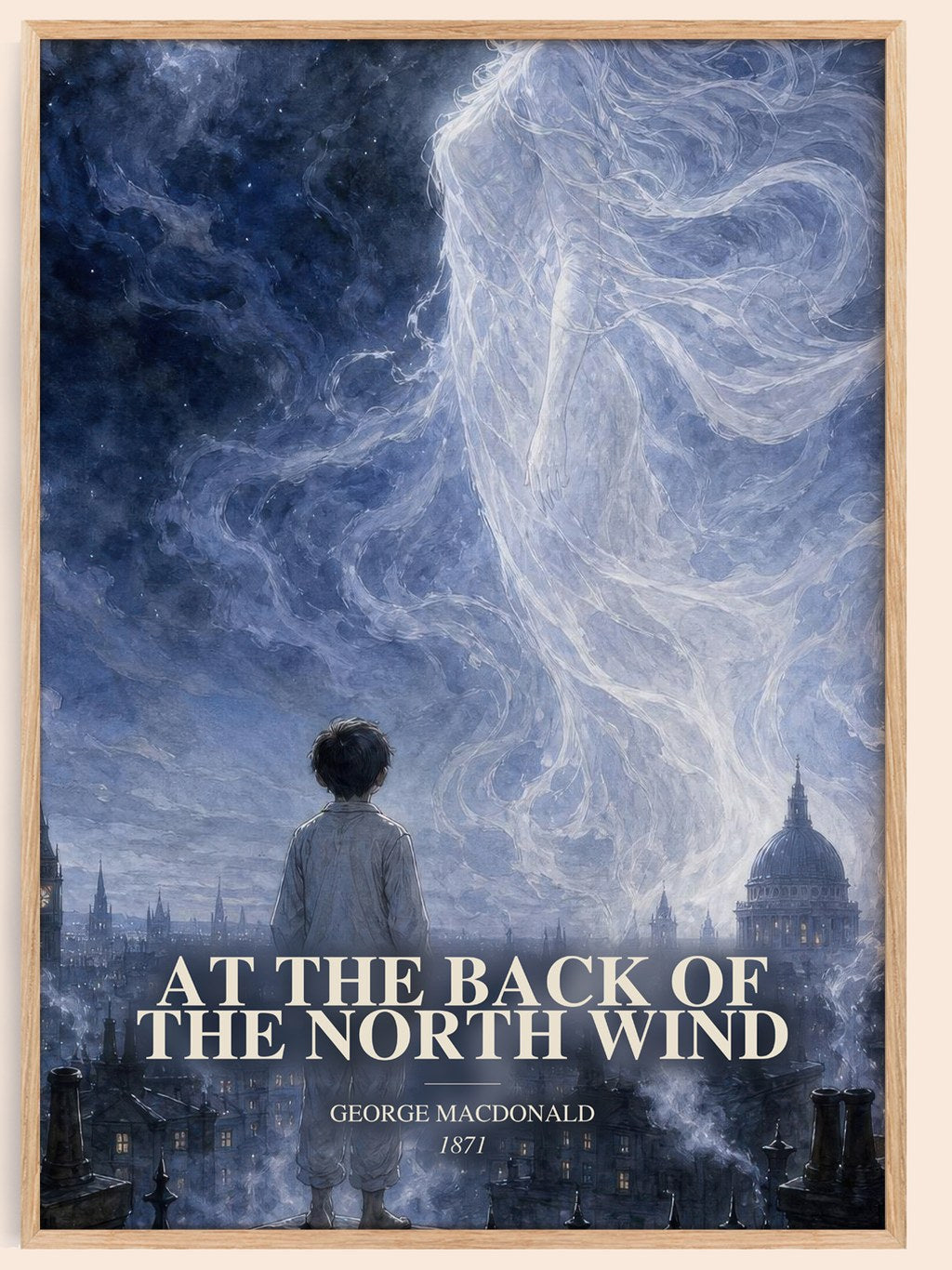 At The Back Of The North Wind watercolour book poster by George Macdonald – framed literary art print