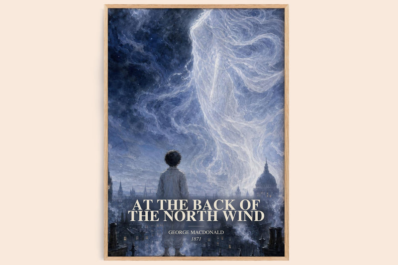 At The Back Of The North Wind watercolour book poster by George Macdonald – framed literary art print