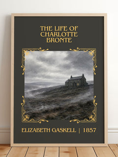 Life Of Charlotte Brontë Classic Book Art Print by Elizabeth Gaskell – framed print leaning on a wooden floor