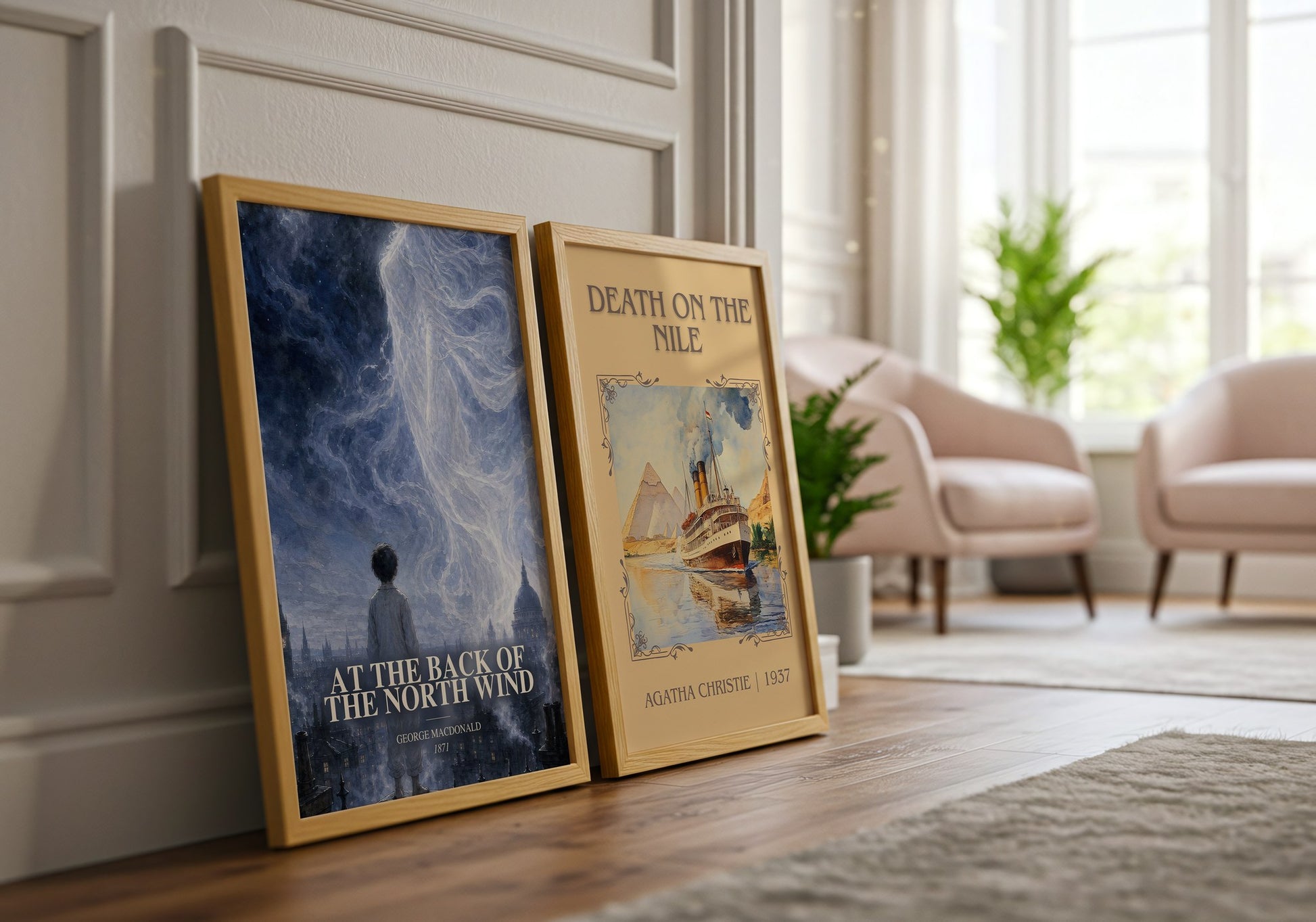 At The Back Of The North Wind watercolour print framed by window – literary home decor