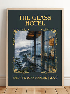 The Glass Hotel Classic Book Art Print by Emily St. John Mandel – framed print leaning on a wooden floor