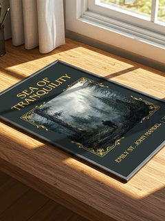 Sea Of Tranquility Classic Book Art Print by Emily St. John Mandel – print on a sunlit desk
