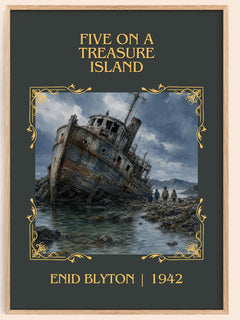Five On A Treasure Island Classic Book Art Print by Enid Blyton – book poster
