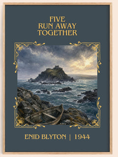 Five Run Away Together Classic Book Art Print by Enid Blyton – book poster