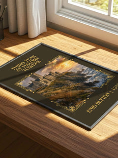 Third Year At Malory Towers Classic Book Art Print by Enid Blyton – print on a sunlit desk