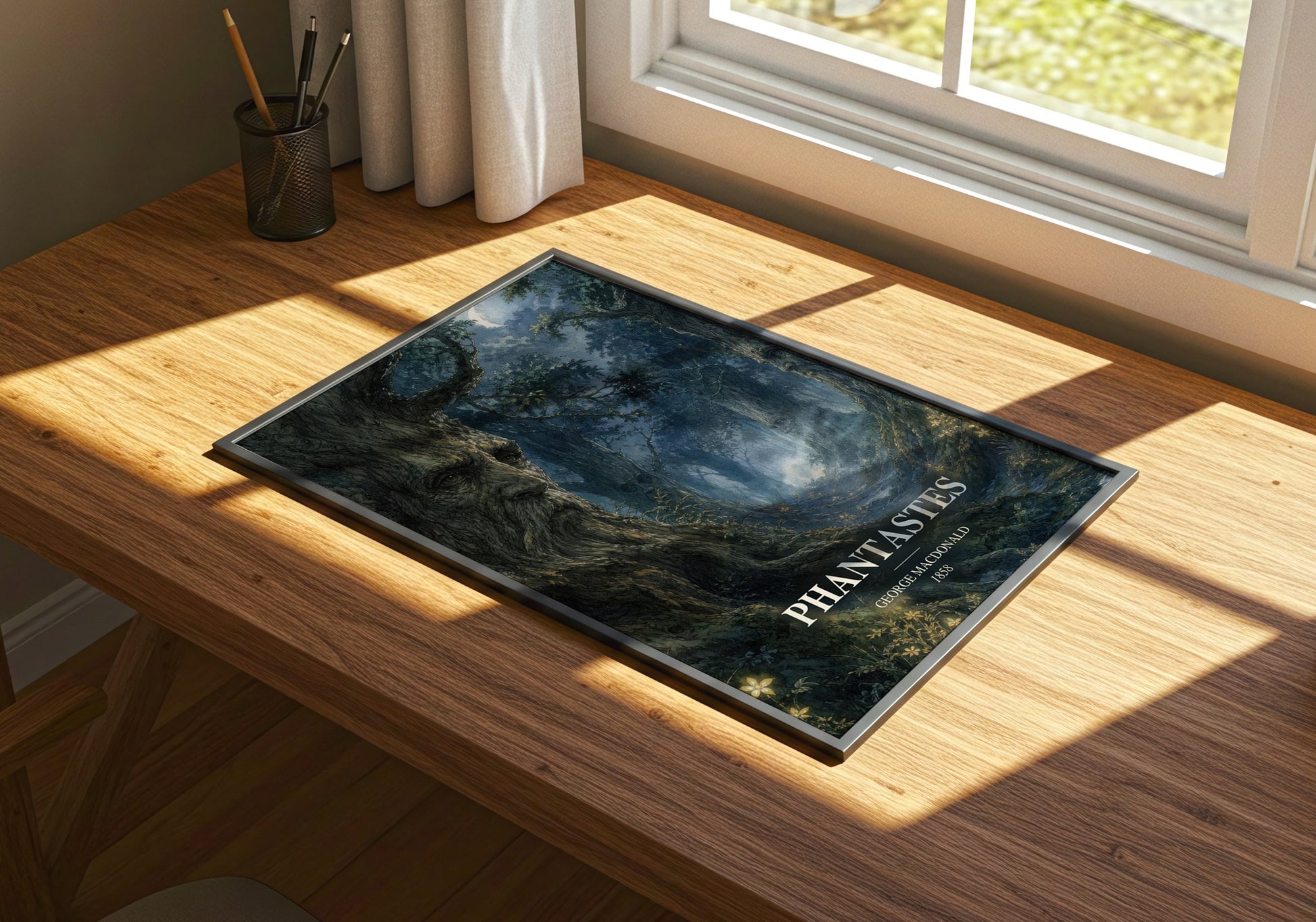 Phantastes watercolour book poster framed on wall – fantasy wall art