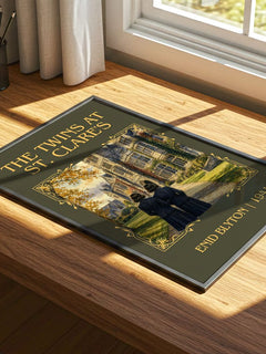 The Twins At St. Clare'S Classic Book Art Print by Enid Blyton – print on a sunlit desk