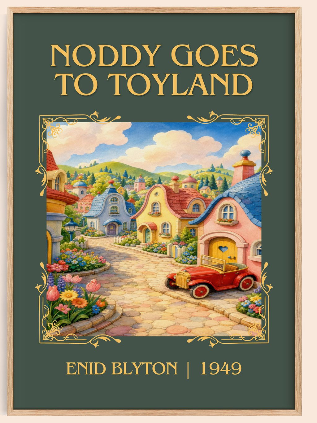 Noddy Goes To Toyland Classic Book Art Print by Enid Blyton – book poster