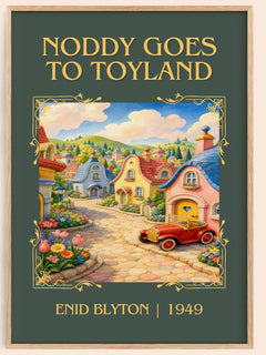 Noddy Goes To Toyland Classic Book Art Print by Enid Blyton – book poster