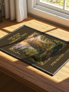 The Folk Of The Faraway Tree Classic Book Art Print by Enid Blyton – print on a sunlit desk