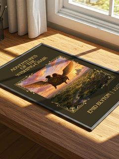 Adventures Of The Wishing-Chair Classic Book Art Print by Enid Blyton – print on a sunlit desk