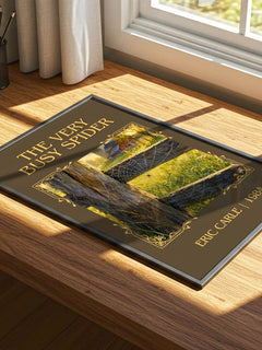 The Very Busy Spider Classic Book Art Print by Eric Carle – print on a sunlit desk