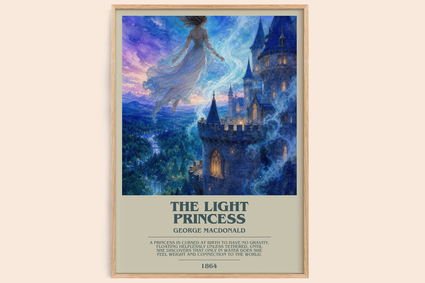 The Light Princess bookish book poster by George Macdonald – framed literary art print