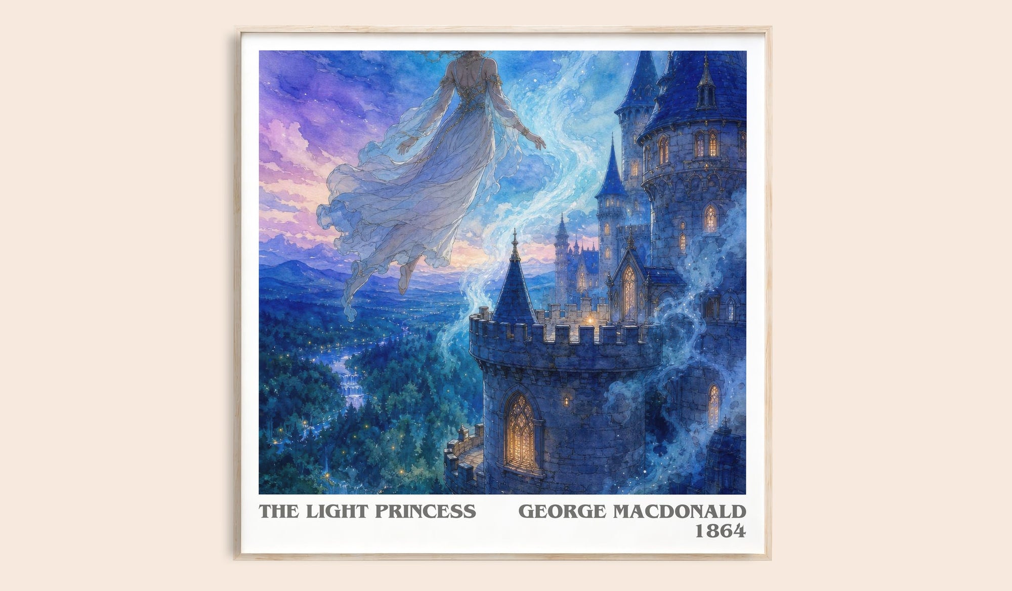 The Light Princess literary book poster by George Macdonald – framed literary art print