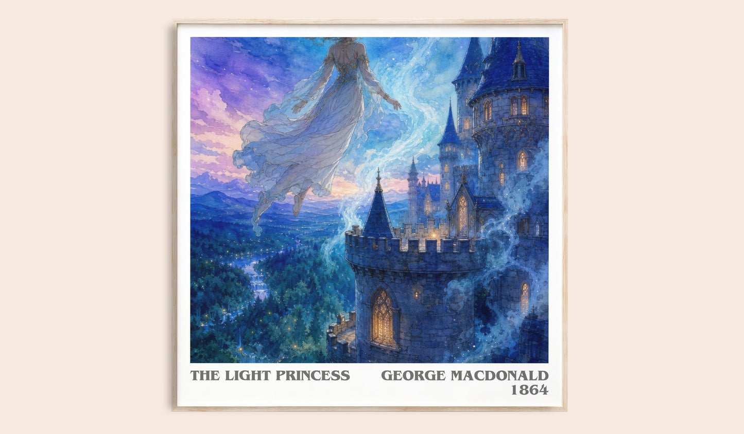 The Light Princess literary book poster by George Macdonald – framed literary art print