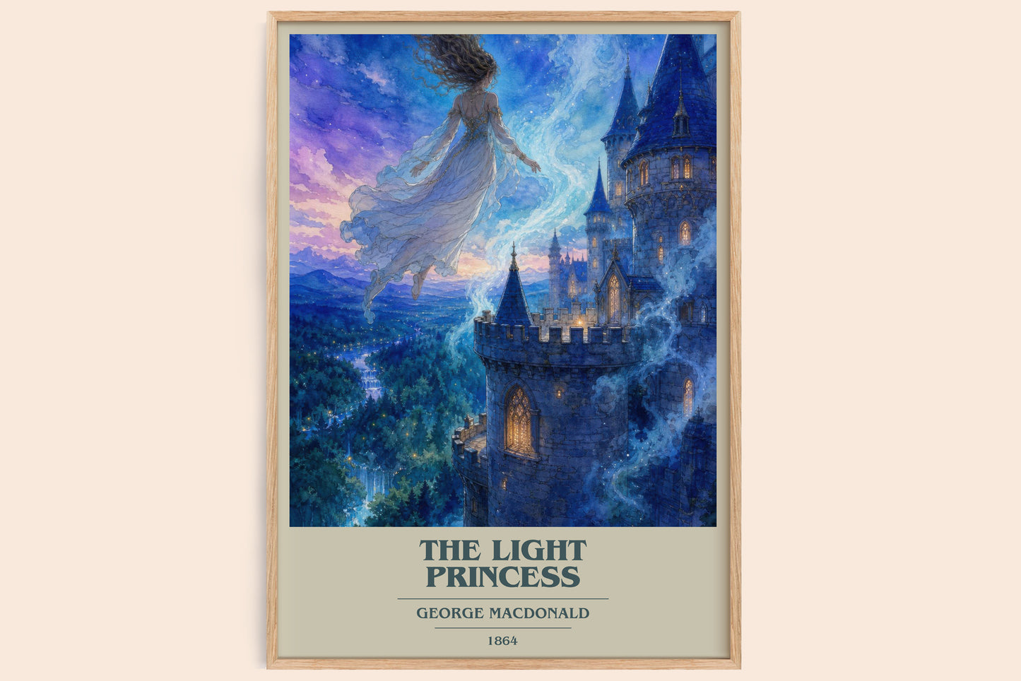 The Light Princess book cover book poster by George Macdonald – framed literary art print
