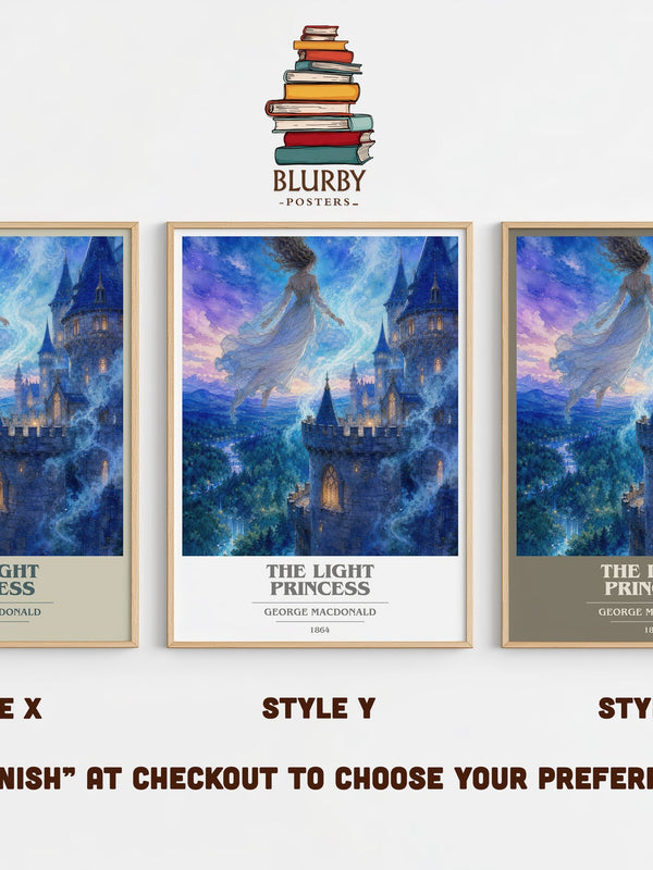 The Light Princess book cover print in frame leaning in hallway – childrens wall art