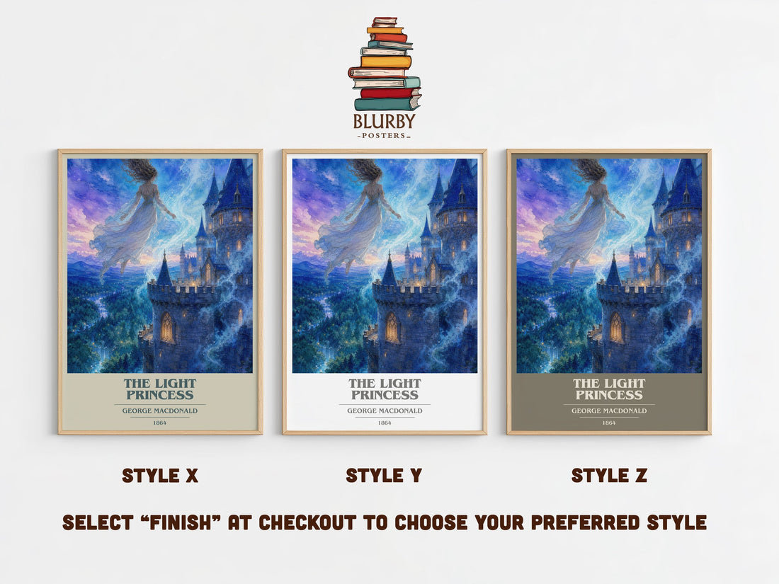 The Light Princess book cover print in frame leaning in hallway – childrens wall art (mockup)