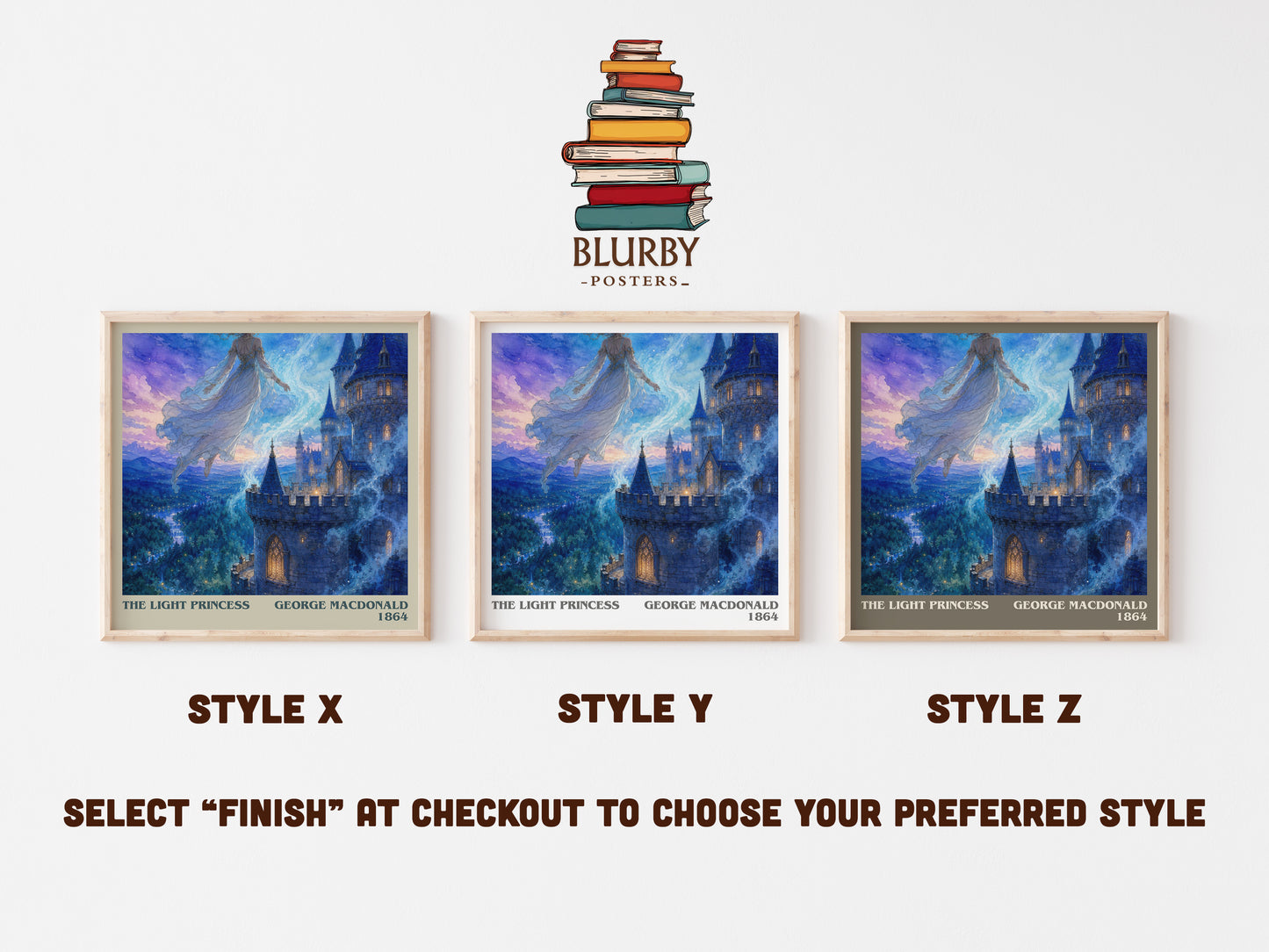 The Light Princess literary print in frame leaning in hallway – childrens wall art