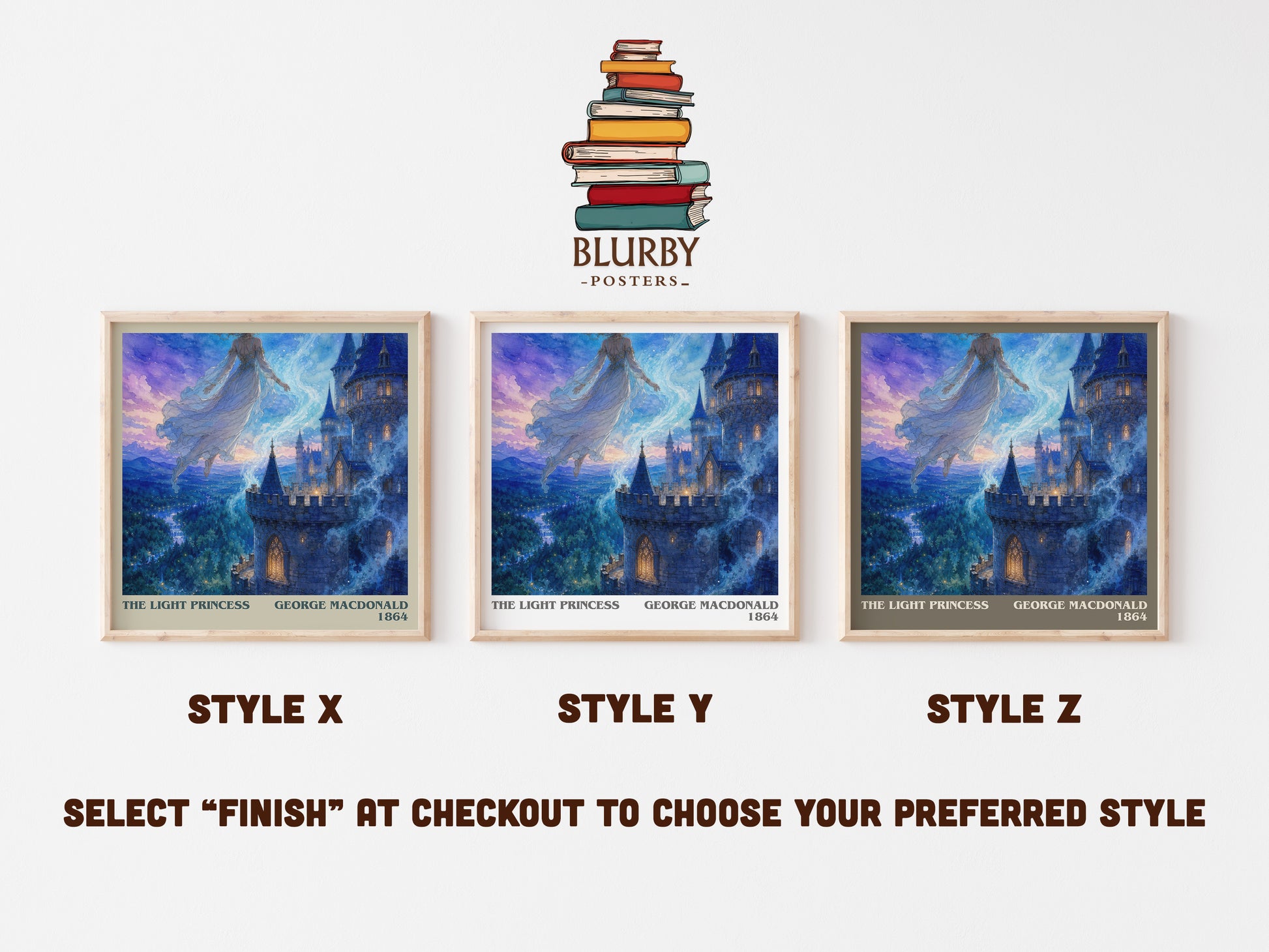 The Light Princess literary print in frame leaning in hallway – childrens wall art
