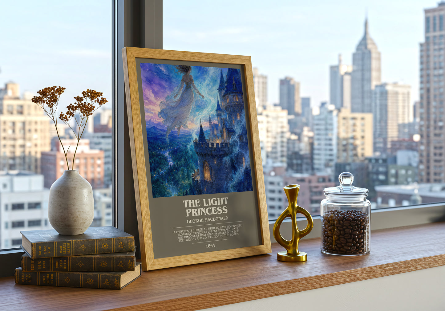 The Light Princess bookish print framed by window – literary home decor