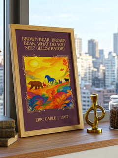 Brown Bear, Brown Bear, What Do You See? (Illustrator) Classic Book – framed print on a city-view windowsill