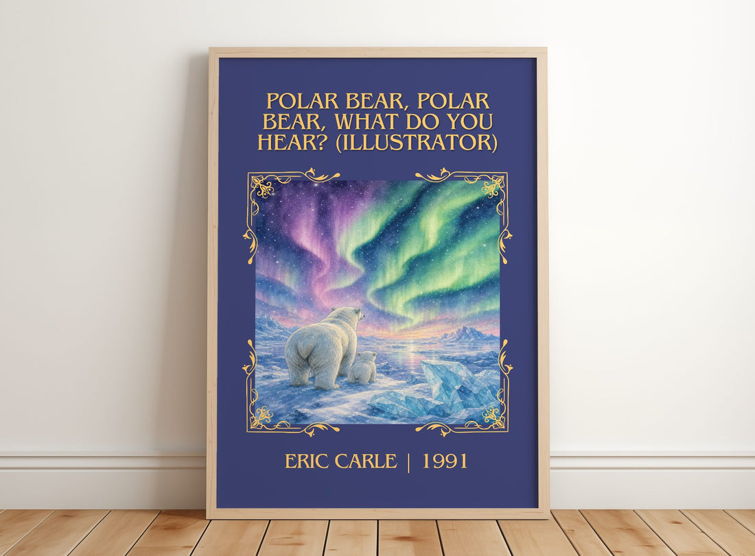 Polar Bear, Polar Bear, What Do You Hear? (Illustrator) Classic Book – framed print leaning on a wooden floor
