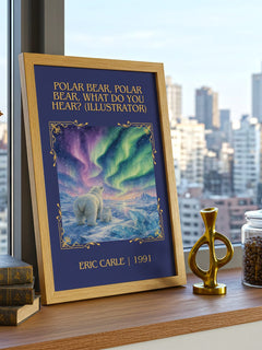 Polar Bear, Polar Bear, What Do You Hear? (Illustrator) Classic Book – framed print on a city-view windowsill