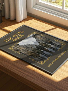 The Road Back Classic Book Art Print by Erich Maria Remarque – print on a sunlit desk