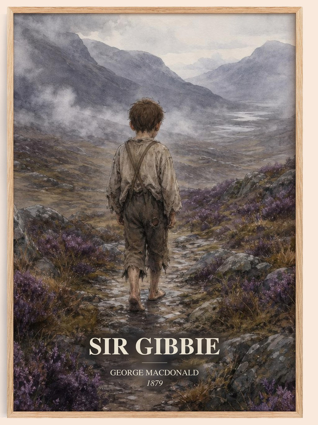 Sir Gibbie watercolour book poster by George Macdonald – framed literary art print