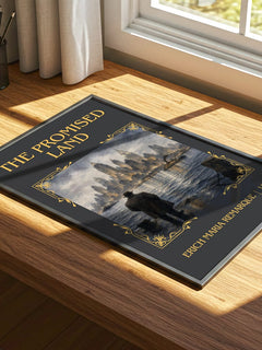 The Promised Land Classic Book Art Print by Erich Maria Remarque – print on a sunlit desk