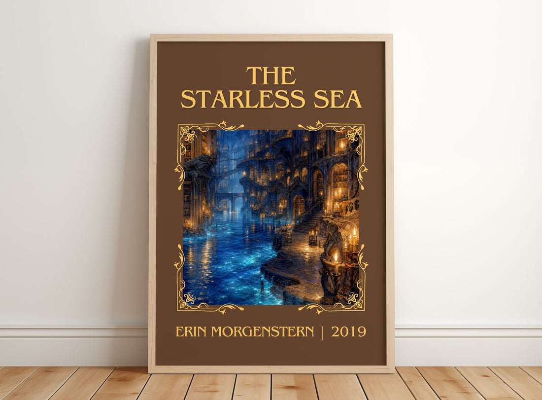 The Starless Sea Classic Book Art Print by Erin Morgenstern – framed print leaning on a wooden floor