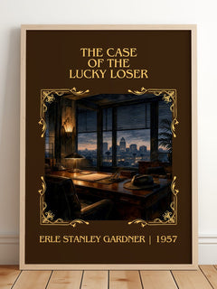 Case Of The Lucky Loser Classic Book Art Print by Erle Stanley Gardner – framed print leaning on a wooden floor
