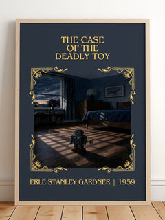 Case Of The Deadly Toy Classic Book Art Print by Erle Stanley Gardner – framed print leaning on a wooden floor