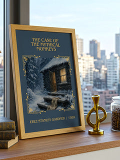 Case Of The Mythical Monkeys Classic Book Art Print by E. Gardner – framed print on a city-view windowsill