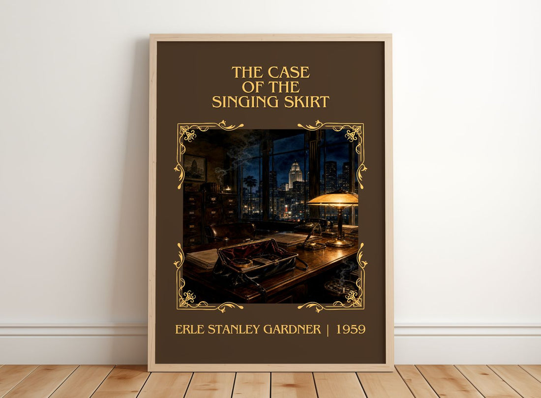 Case Of The Singing Skirt Classic Book Art Print by E. Gardner – framed print leaning on a wooden floor